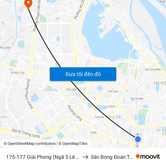 175-177 Giải Phóng (Ngã 3 Lê Thanh Nghị) to Sân Bóng Đoàn Thị Điểm map