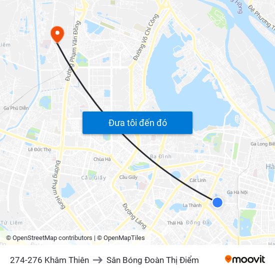 274-276 Khâm Thiên to Sân Bóng Đoàn Thị Điểm map