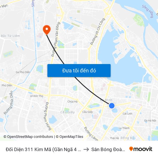 Đối Diện 311 Kim Mã (Gần Ngã 4 Kim Mã - Vạn Bảo) to Sân Bóng Đoàn Thị Điểm map