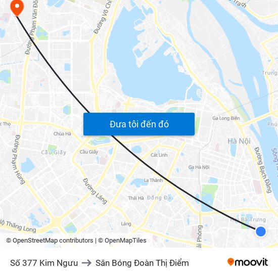 Số 377 Kim Ngưu to Sân Bóng Đoàn Thị Điểm map