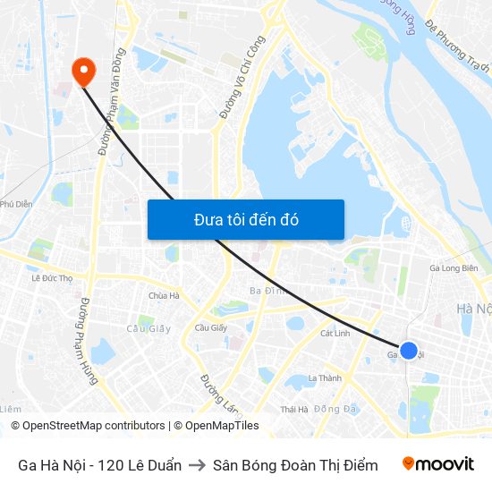 Ga Hà Nội - 120 Lê Duẩn to Sân Bóng Đoàn Thị Điểm map