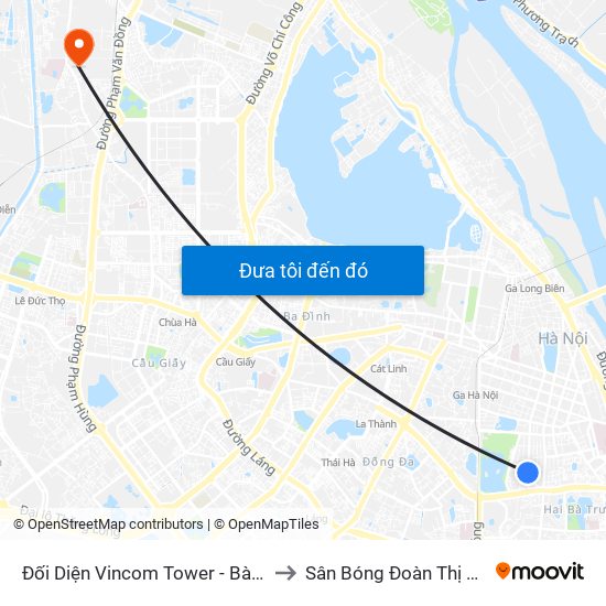 Đối Diện Vincom Tower - Bà Triệu to Sân Bóng Đoàn Thị Điểm map