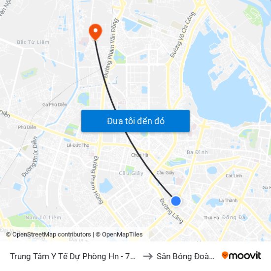 Trung Tâm Y Tế Dự Phòng Hn - 70 Nguyễn Chí Thanh to Sân Bóng Đoàn Thị Điểm map