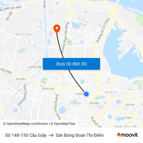 Số 148-150 Cầu Giấy to Sân Bóng Đoàn Thị Điểm map