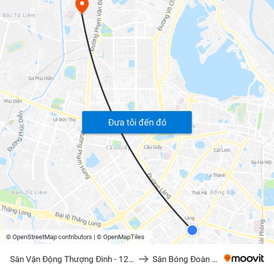 Sân Vận Động Thượng Đình - 129 Nguyễn Trãi to Sân Bóng Đoàn Thị Điểm map
