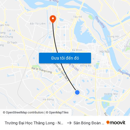 Trường Đại Học Thăng Long - Nghiêm Xuân Yêm to Sân Bóng Đoàn Thị Điểm map