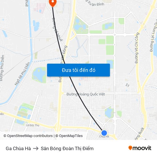 Ga Chùa Hà to Sân Bóng Đoàn Thị Điểm map