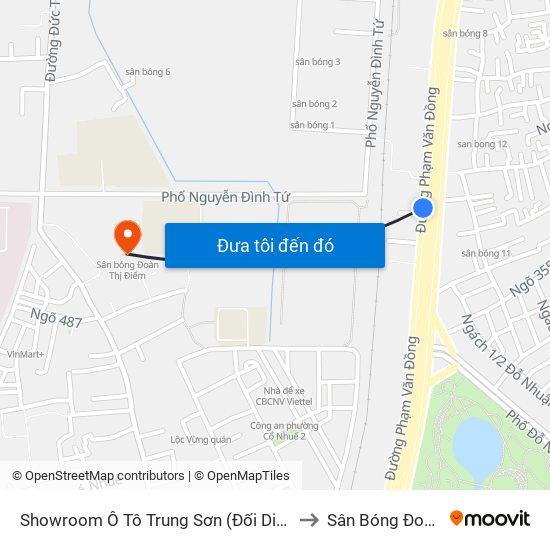Showroom Ô Tô Trung Sơn (Đối Diện 315 Phạm Văn Đồng) to Sân Bóng Đoàn Thị Điểm map