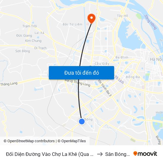 Đối Diện Đường Vào Chợ La Khê (Qua Ga Metro La Khê) - 405 Quang Trung (Hà Đông) to Sân Bóng Đoàn Thị Điểm map