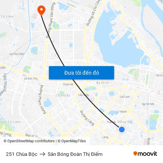 251 Chùa Bộc to Sân Bóng Đoàn Thị Điểm map