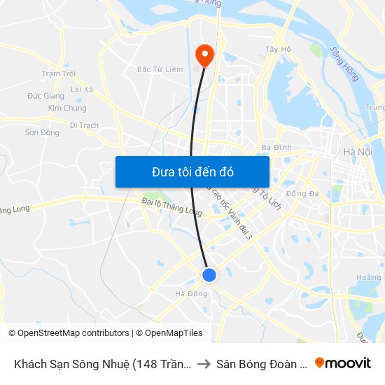 Khách Sạn Sông Nhuệ (148 Trần Phú- Hà Đông) to Sân Bóng Đoàn Thị Điểm map