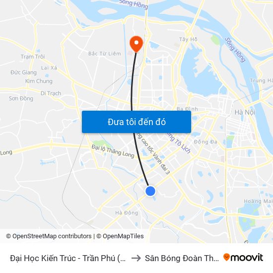 Đại Học Kiến Trúc - Trần Phú (Hà Đông) to Sân Bóng Đoàn Thị Điểm map