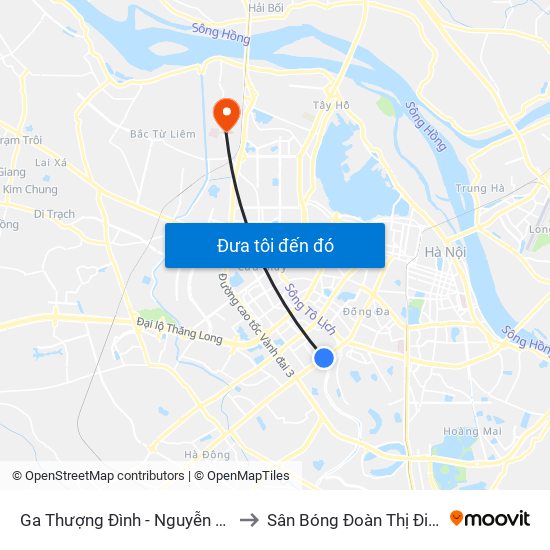 Ga Thượng Đình - Nguyễn Trãi to Sân Bóng Đoàn Thị Điểm map