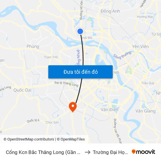 Cổng Kcn Bắc Thăng Long (Gần Cầu Vượt Bộ Hành) to Trường Đại Học Đại Nam map