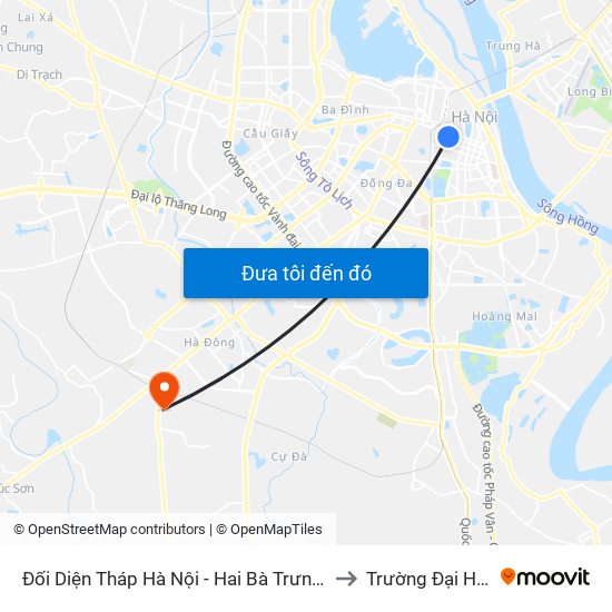 Đối Diện Tháp Hà Nội - Hai Bà Trưng (Cạnh 56 Hai Bà Trưng) to Trường Đại Học Đại Nam map