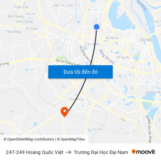 247-249 Hoàng Quốc Việt to Trường Đại Học Đại Nam map