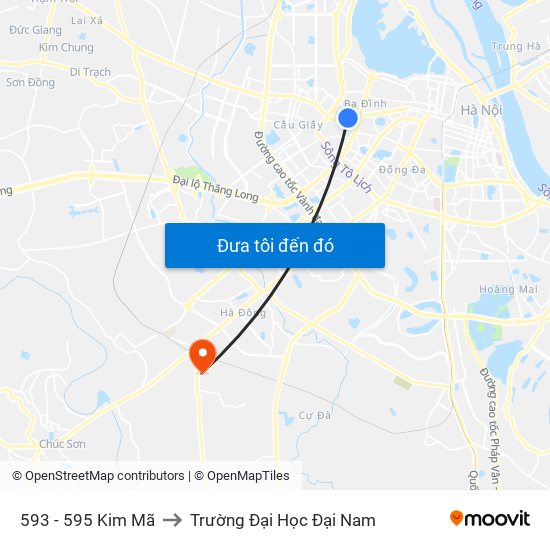 593 - 595 Kim Mã to Trường Đại Học Đại Nam map