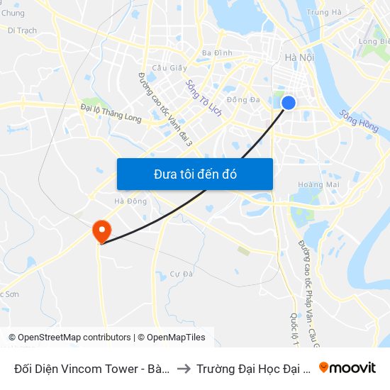 Đối Diện Vincom Tower - Bà Triệu to Trường Đại Học Đại Nam map