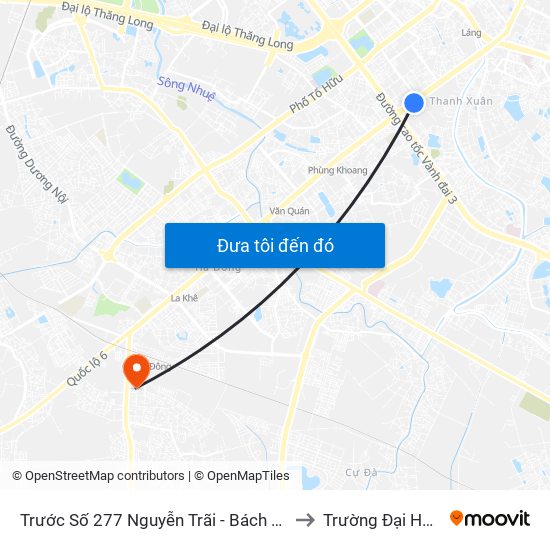 Trước Số 277 Nguyễn Trãi - Bách Hóa Giày Thượng Đình to Trường Đại Học Đại Nam map