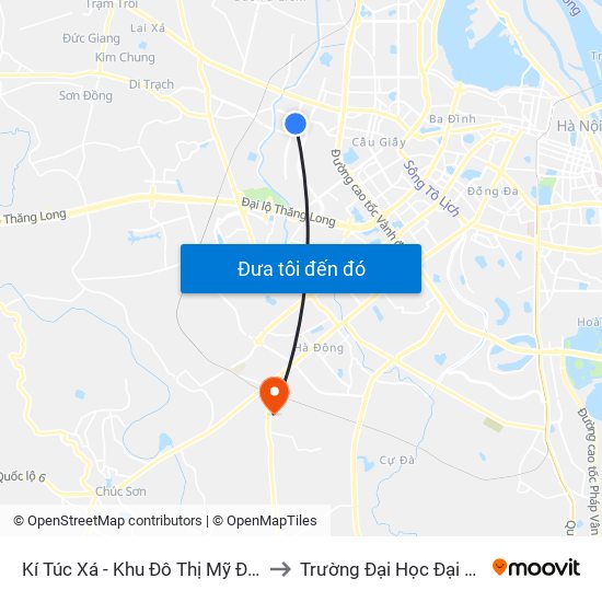 Kí Túc Xá - Khu Đô Thị Mỹ Đình II to Trường Đại Học Đại Nam map