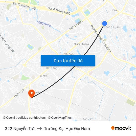 322 Nguyễn Trãi to Trường Đại Học Đại Nam map