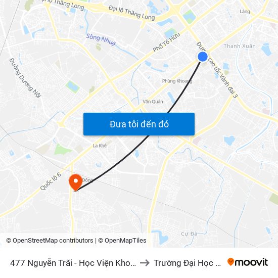 477 Nguyễn Trãi - Học Viện Khoa Học Xã Hội to Trường Đại Học Đại Nam map