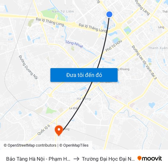 Bảo Tàng Hà Nội - Phạm Hùng to Trường Đại Học Đại Nam map