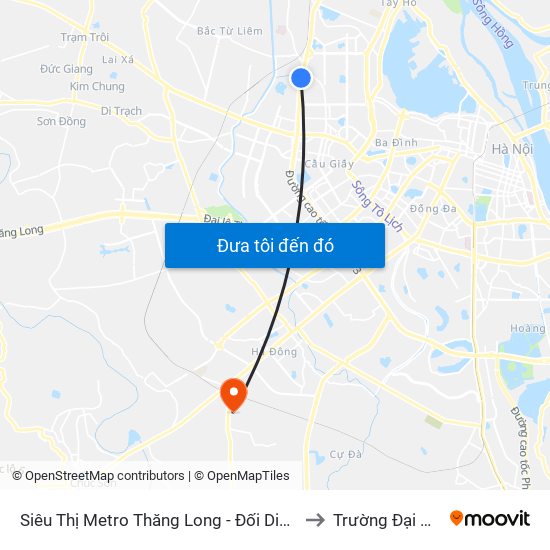 Siêu Thị Metro Thăng Long - Đối Diện Ngõ 599 Phạm Văn Đồng to Trường Đại Học Đại Nam map