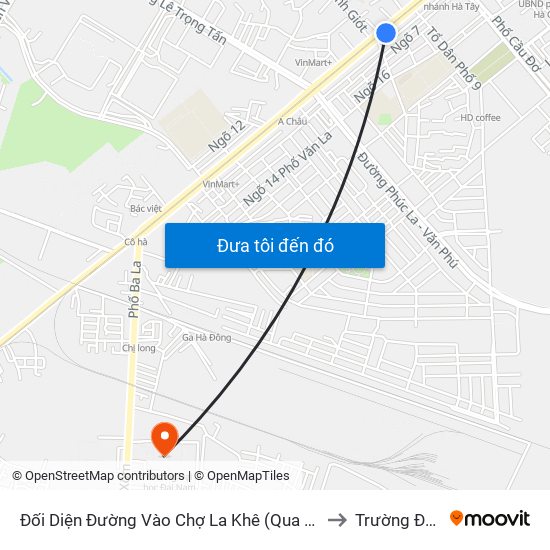 Đối Diện Đường Vào Chợ La Khê (Qua Ga Metro La Khê) - 405 Quang Trung (Hà Đông) to Trường Đại Học Đại Nam map