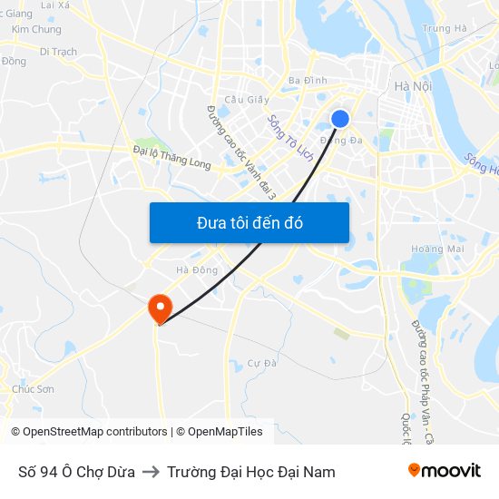 Số 94 Ô Chợ Dừa to Trường Đại Học Đại Nam map