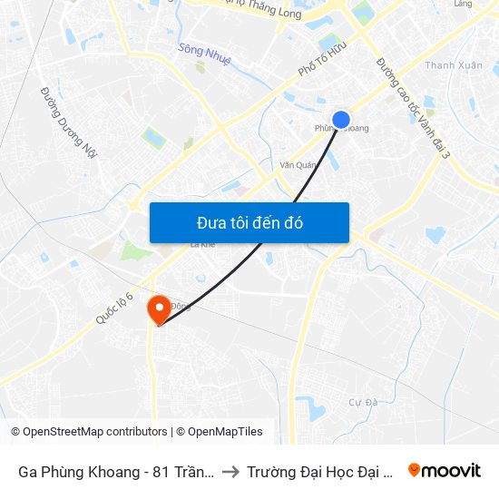 Ga Phùng Khoang - 81 Trần Phú to Trường Đại Học Đại Nam map