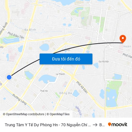 Trung Tâm Y Tế Dự Phòng Hn - 70 Nguyễn Chí Thanh to B10 map