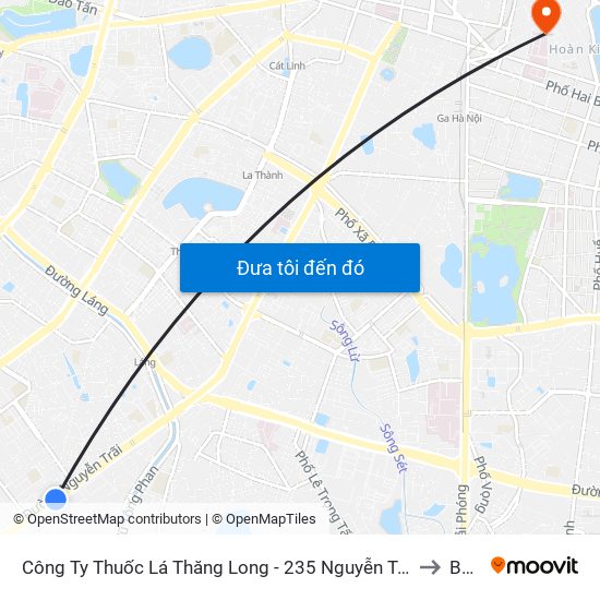 Công Ty Thuốc Lá Thăng Long - 235 Nguyễn Trãi to B10 map