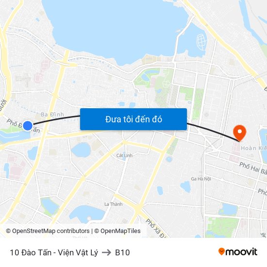 10 Đào Tấn - Viện Vật Lý to B10 map