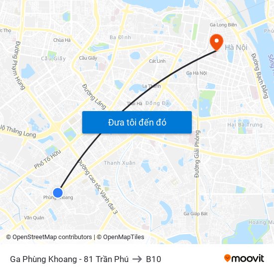 Ga Phùng Khoang - 81 Trần Phú to B10 map