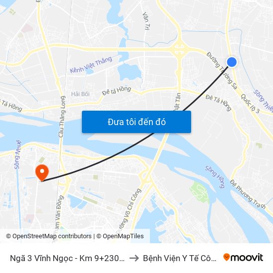 Ngã 3 Vĩnh Ngọc - Km 9+230 Quốc Lộ 3 to Bệnh Viện Y Tế Công Cộng map