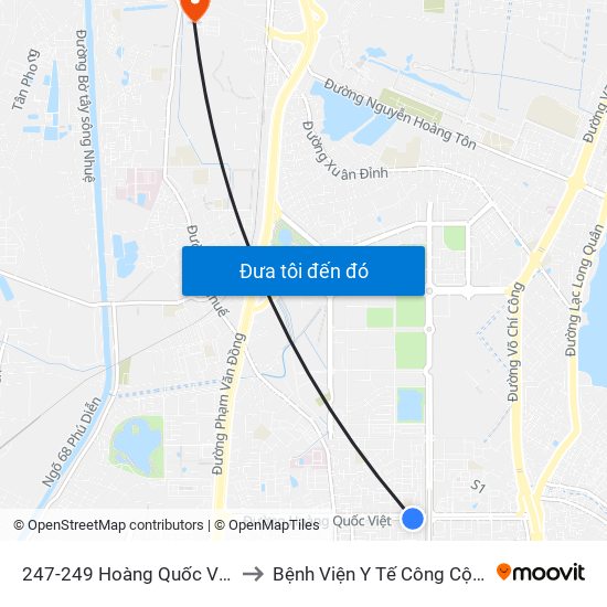 247-249 Hoàng Quốc Việt to Bệnh Viện Y Tế Công Cộng map