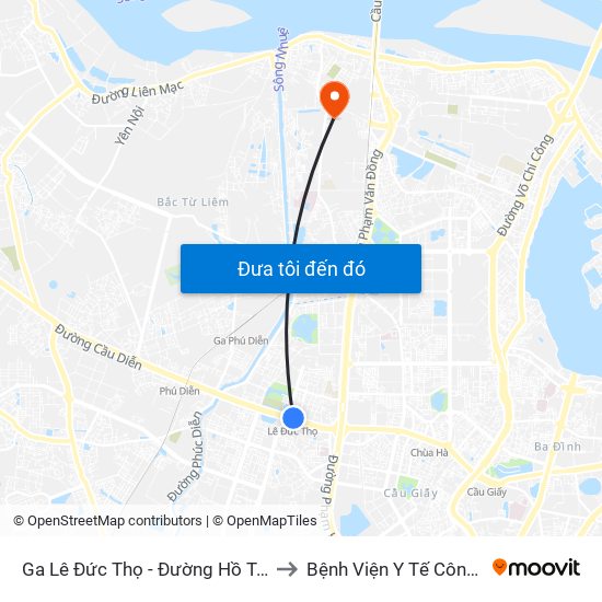 Ga Lê Đức Thọ - Đường Hồ Tùng Mậu to Bệnh Viện Y Tế Công Cộng map