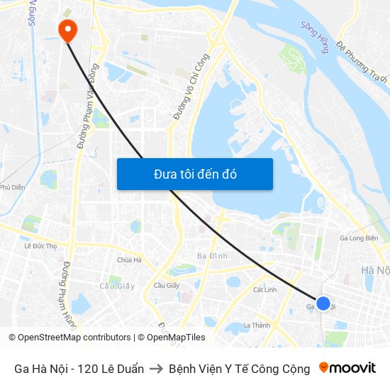 Ga Hà Nội - 120 Lê Duẩn to Bệnh Viện Y Tế Công Cộng map