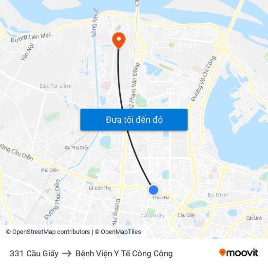 331 Cầu Giấy to Bệnh Viện Y Tế Công Cộng map