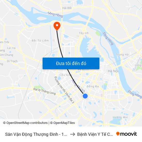 Sân Vận Động Thượng Đình - 129 Nguyễn Trãi to Bệnh Viện Y Tế Công Cộng map