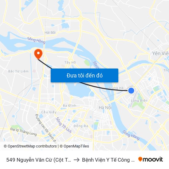 549 Nguyễn Văn Cừ (Cột Trước) to Bệnh Viện Y Tế Công Cộng map