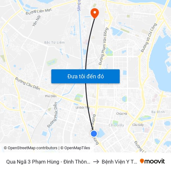 Qua Ngã 3 Phạm Hùng - Đình Thôn (Hướng Đi Phạm Văn Đồng) to Bệnh Viện Y Tế Công Cộng map