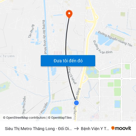 Siêu Thị Metro Thăng Long - Đối Diện Ngõ 599 Phạm Văn Đồng to Bệnh Viện Y Tế Công Cộng map