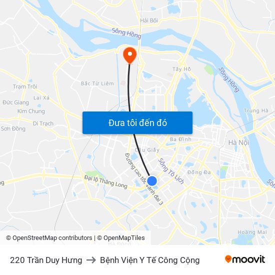 220 Trần Duy Hưng to Bệnh Viện Y Tế Công Cộng map