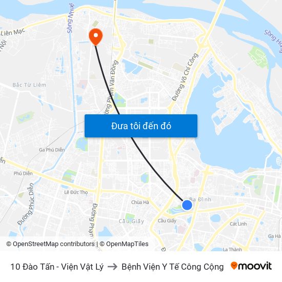 10 Đào Tấn - Viện Vật Lý to Bệnh Viện Y Tế Công Cộng map