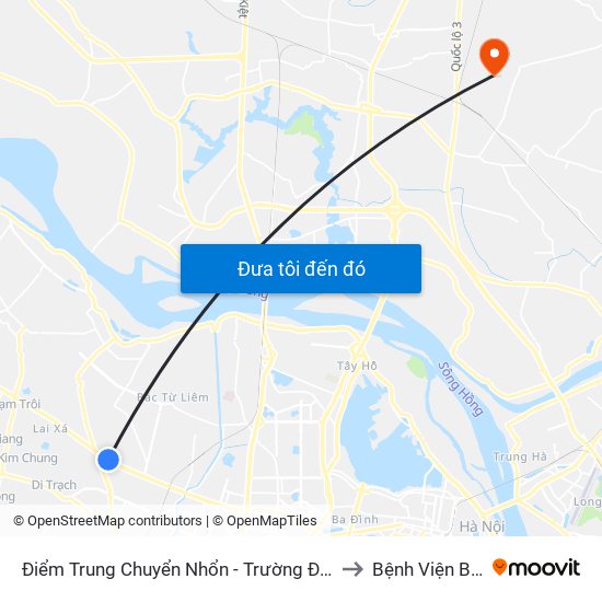 Điểm Trung Chuyển Nhổn - Trường Đại Học Công Nghiệp Hà Nội - Đường 32 to Bệnh Viện Bắc Thăng Long map