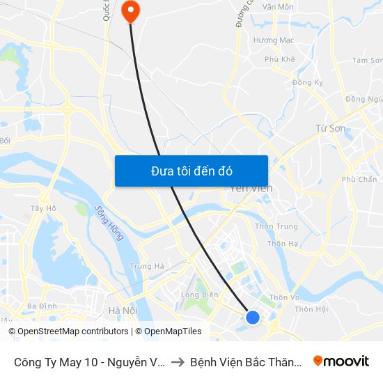 Công Ty May 10 - Nguyễn Văn Linh to Bệnh Viện Bắc Thăng Long map