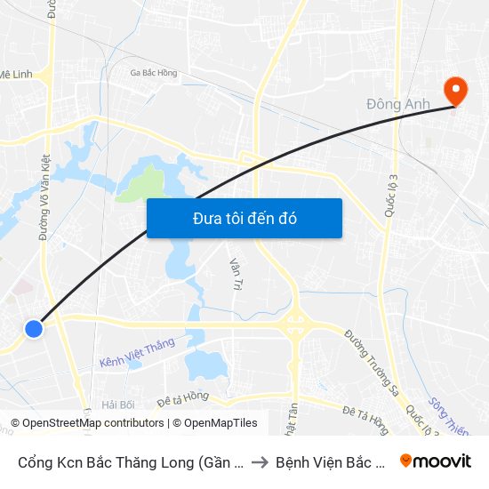 Cổng Kcn Bắc Thăng Long (Gần Cầu Vượt Bộ Hành) to Bệnh Viện Bắc Thăng Long map