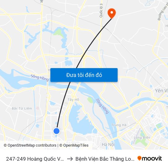 247-249 Hoàng Quốc Việt to Bệnh Viện Bắc Thăng Long map